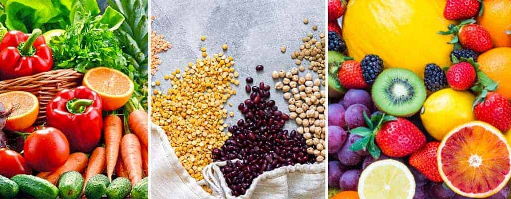 Verduras, legumbres y frutas plant base diet
